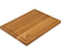 B4K Oak Chopping Board, 40 x 30 cm, Antibacterial Surface, Oiled with Juice Grooves, Double-Sided Carving Board, Kitchen Board, Serving Board