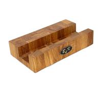 B4K® Oak End-Grain Butcher Block | Handcrafted Bog Oak Cutting Board with Handles | Antibacterial End-Grain Board with Non-Slip Silicone Feet | Premium Wooden Kitchen Board (Board Stand)