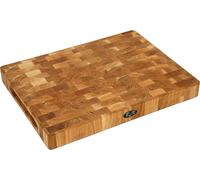 B4K Oak End Wood Chopping Board 40 × 30 × 4 cm - Solid Chopping Block | Antibacterial End Wood Board with Handles & Silicone Feet | Perfect for Kitchen, Meat & BBQ