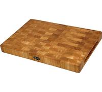 B4K Oak End Wood Chopping Board 45 × 30 × 4 cm - Solid Chopping Block | Antibacterial End Wood Board with Handles & Silicone Feet | Perfect for Kitchen, Meat & BBQ