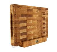 B4K Oak Wood 45x30x4 cm End Wood Board with Stand, Natural Color, Eco-Friendly, Handmade