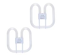 B4U 2 Pack GR10q 4 Pin 28W Bathroom Light Bulbs, 4 Pin Compact Fluorescent CFL Low Energy Light Bulbs 28W, 2D Flat Butterfly Bulb for Flush Ceiling Light, Warm White 3500K