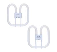 B4U 2 Pack GR10q 4 Pin 28W(Large Size 20 * 20cm) Compact Fluorescent Lamp, 2D Bathroom Light Bulb, CFL Low Energy Light Bulb, 4 Pin Bathroom Light Bulbs for Ceiling Lights, Warm White 3500K