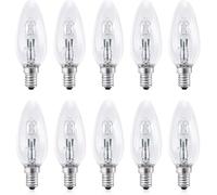 B4U 28W E14 Bulbs, Pack of 10 Small Screw Candle Bulbs, Dimmable Light Bulb Warm White 2700K, 380LM, 230V