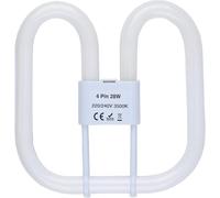 B4U GR10q 4 Pin Bathroom Light Bulb, 2D Square 28W Compact Fluorescent Lamp, CFL Low Energy Light Bulb, 4 Pin Bathroom Light Bulbs for Ceiling Lights, Warm White 3500K