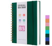 B5 Journal Notebook, 100GSM 200 Pages B5 Notepad Wirebound Notebooks for Women/Men, PVC Waterproof Cover Note Book with Lined Paper, Notepad for Work Office School Supplies,18 x 25 cm-DarkGreen