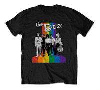 B52's T Shirt Rainbow Stripes Band Logo Official Mens Black XXL
