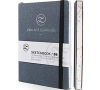 B6 Small Art Sketchbook for Drawing 120GSM - Softcover Mini Leather Notebook/Travel Journal with Pocket & Thick Acid-Free Smooth Ivory Paper (5 x 7)- Lay Flat Sketch Book for Light Wet Media - ZenART