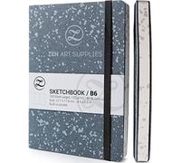 B6 Small Art Sketchbook for Drawing 120GSM - Softcover Mini Leather Notebook/Travel Journal with Pocket & Thick Acid-Free Smooth Ivory Paper (5 x 7)- Lay Flat Sketch Book for Light Wet Media - ZenART