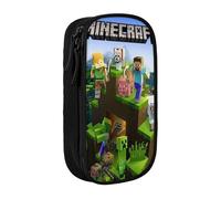 b600 Minecraft Pencil Case for Teachers & Students - Double Zipper + 3 Mesh Pockets, Easy Hand Wash Design e600