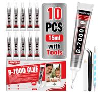 B7000 Glue 15ml 10 Pack with Rhinestone Tool Set, Bling DIY Kit for Nail Art, Phone Case, Shoes, Jewelry & Bedazzling Crafts