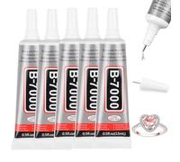 B7000 Glue Clear with Precision Tip, 5Pcs 15ml B-7000 Glues, Bedazzling Glue for Bedazzling Kit, Multi Function Rhinestone Glues for DIY Craft Makeup Clothes Shoes Fabric Jewelry Making Nail Art ect