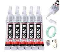 B7000 Multi-Purpose Glue by Kaluofan - 5PCS 15ML Clear Adhesive for Rhinestone Crafts, Jewelry, Fabric, Leather, Wood, Glass, Metal (5 * 15ML)