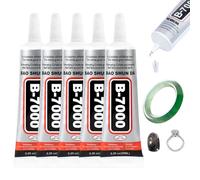 B7000 Super Glue, 25ML Clear Craft Fabric Glues for Jewelry Making, 5 Pcs Multi-Function Rhinestone Glue for Clothes, Fabric, Cell Phones, Rubber, Wood, Leather, Rhinestones Crafts