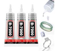 B7000 Super Glue, 50ML Clear Craft Fabric Glues for Jewelry Making, 3 Pcs Multi-Function Rhinestone Glue for Clothes, Fabric, Cell Phones, Rubber, Wood, Leather, Rhinestones Crafts
