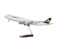 B747-8 Lufthansa Aircraft Model - Voice Activated Airplane Light Rotating Engine Blades & Wheels Detachable Landing Gear Realistic Office/Home Decor Gift For Aviation Enthusiasts(Upgrade)
