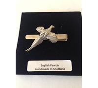 B8 Small Pheasant English Pewter emblem on a Tie Clip (slide) Handmade in sheffield comes with PrideInDetails gift box