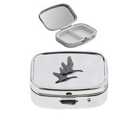 B9 Swans Black Finish Made from Fine English Pewter On A Mirrored 2 Day Pill Box