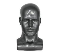 Ba Sha Black Glossy Professional Male Mannequin Head for Display Headset, Headphone, Game Console, Hats, Wigs Jewellery (L90 Light Grey)