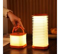Ba suns Portable Accordion Paper Lamp, Japanese Lantern Style Night Light, USB Powered Dimmable Desk Lamp with 1200mAh Battery, Orange and White, for Bedroom, Office(Orange)