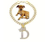 BA UNIQUE FASHION Initial Letter Cuban Chain Dog Chain Pet Chain Pet, Cat, Puppy Chain (12", D)