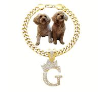 BA UNIQUE FASHION Initial Letter Cuban Chain Dog Chain Pet Collar Chain Pet, Cat, Puppy Necklace (G, 12")