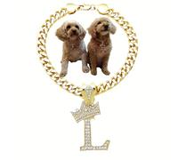 BA UNIQUE FASHION Initial Letter Cuban Chain Dog Chain Pet Collar Chain Pet, Cat, Puppy Necklace (L, 12")