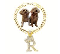 BA UNIQUE FASHION Initial Letter Cuban Chain Dog Chain Pet Collar Chain Pet, Cat, Puppy Necklace (R, 10")