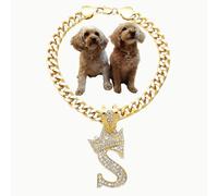 BA UNIQUE FASHION Initial Letter Cuban Chain Dog Chain Pet Collar Chain Pet, Cat, Puppy Necklace (S, 10")