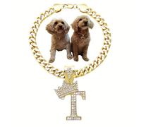 BA UNIQUE FASHION Initial Letter Cuban Chain Dog Chain Pet Collar Chain Pet, Cat, Puppy Necklace (T, 12")