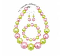 BA UNIQUE FASHION Women's Chunky Large Simulated Pearl Statement Necklace, Bracelet, Earring Set