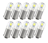 BA9S LED Car Bulbs, Super Bright BA9 53 57 1895 64111 T4W LED White, 12V Festoon Bulbs for Instrument Cluster Door Courtesy Map License Plate Light on RV Camper Trailer, Pack of 10