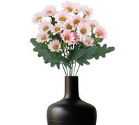 baabeash Artificial Sunset Mums,UV-Resistant Realistic Looking Flowers - Fake Fade-Resistant Mums with Eucalyptus Leaves for Porch Garden Grave Home Outdoor Front Yard Cemetery Window Patio