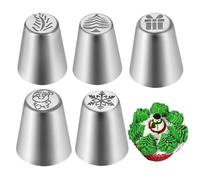 baabeash Cake Decorating Tips 5 Piece | Russian Piping Tips Set,Stainless Steel Tools Supplies for Decorating Baking Frosting Cupcake Pastry Cookie Christmas