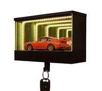 baabeash Garage Keychain Hanger, Rack Keychain with LED Light, Race Car Key Holder Wall Mount, Tiny Glowing Garages Car Keys Display, Effortless Wall Mount Organizer for Cars Lovers