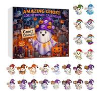 baabeash Halloween Calendar,24 Days Countdown Ghost Pendant Set - Ornament 2D Acrylic Festive Decor for Wall Gathering House Home Activities Party Festival Display