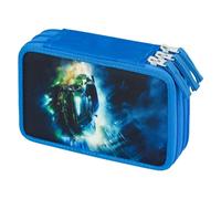 Baagl 3-Compartment Pencil Case for Boys & Girls, Racing Car Design, Zipper Closure