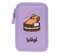 Baagl 3 Compartment Pencil Case for Boys Girls School Stationery School Supplies Pencil Case, Water Pig, Colourful, Playful, Modern, Practical