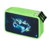 Baagl 3-Compartment Pencil Case for Boys & Girls School Stationery, Soccer Player Pattern