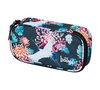 Baagl Birds Pencil Case - 2 Compartments School Supplies Case for Girls & Boys - Spacious Storage with Pen Holders, Inner Zip Pocket, Transparent Timetable Compartment