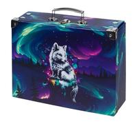 Baagl Children's Suitcase for Toys and School Supplies, Cardboard Case, Toy Case, Play Case, Foldable Children's Suitcase, Folding Case with Metal Handle, Polar light, 32,5 x 26 x 10,5 cm, Classic