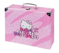 Baagl Children's Suitcase for Toys and School Supplies, Cardboard Case, Toy Case, Play Case, Foldable Children's Suitcase, Folding Case with Metal Handle, Hello Kitty Sweet Leopard, 32,5 x 26 x 10,5