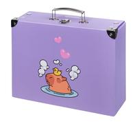 Baagl Children's Suitcase for Toys and School Supplies, Cardboard Case, Toy Case, Play Case, Foldable Children's Suitcase, Folding Case with Metal Handle, Water pig, Classic