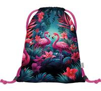 Baagl Gym Bag for Girls and Women - Shoe Bag, School and Nursery Sports Bag, Sports Backpack (Flamingos)