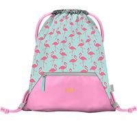 Baagl Gym Bag for Girls - Waterproof Shoe Bag - School & Nursery Sports Bag, Flamingo, Girly, 17.72" H x 14.17" W x 0.39" D
