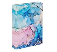 Baagl Notebook Box for School Bag - A4 Folder for Children with Elastic Band and Inner Flaps - Collector's Folder, Collection Box with Elastic Band for Girls (Marble)