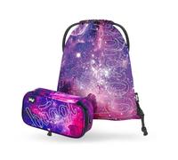 Baagl Pencil Case and Gym Bag Set of 2 for Boys and Girls, School Pencil Case & Sports Bag, Pencil Case, Gym Bag, Case for Children and Teenagers, Galaxy, 2-piece set in cool school style