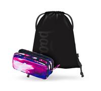 Baagl Pencil Case and Gym Bag Set of 2 for Boys and Girls, School Pencil Case with 3 Compartments & Robust Gym Bag, Pencil Case for Children and Teenagers, Marble, 2-piece set in cool school style
