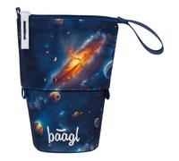 Baagl Pencil Case Boys Girls - Pencil Case Children - Pencil Case for School - Robust Pencil Case & Pencil Case with Secret Compartment - Stand Case, Space, Colourful, playful, modern, practical