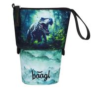 Baagl Pencil Case Boys Girls - Pencil Case Children - Pencil Case for School - Robust Pencil Case & Pencil Case with Secret Compartment - Stand Case, dino, Colourful, playful, modern, practical